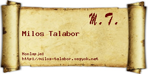 Milos Talabor névjegykártya